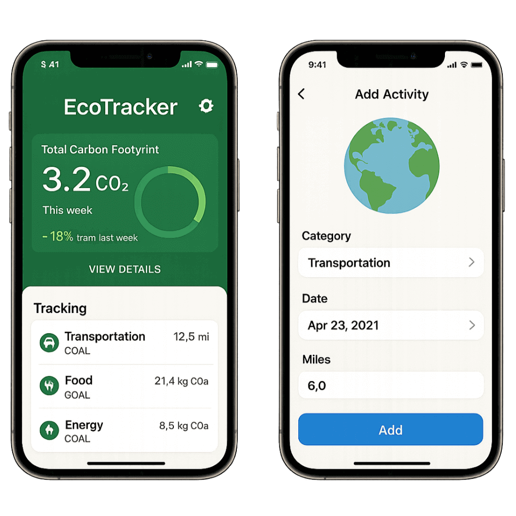 Screenshot of the project EcoTracker